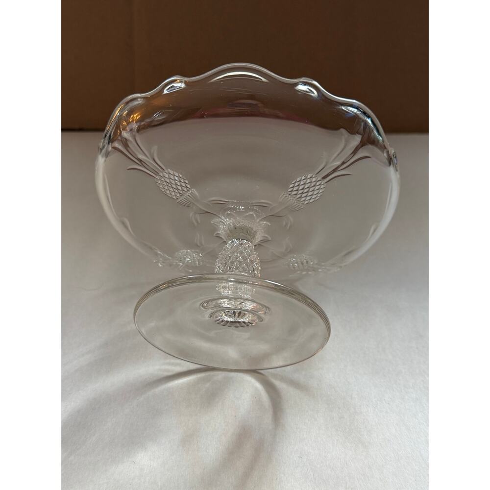 Vintage Heisey Marked Glass Pineapple Compote Candy Dish Clear Elegant Glass - Picture 7 of 10